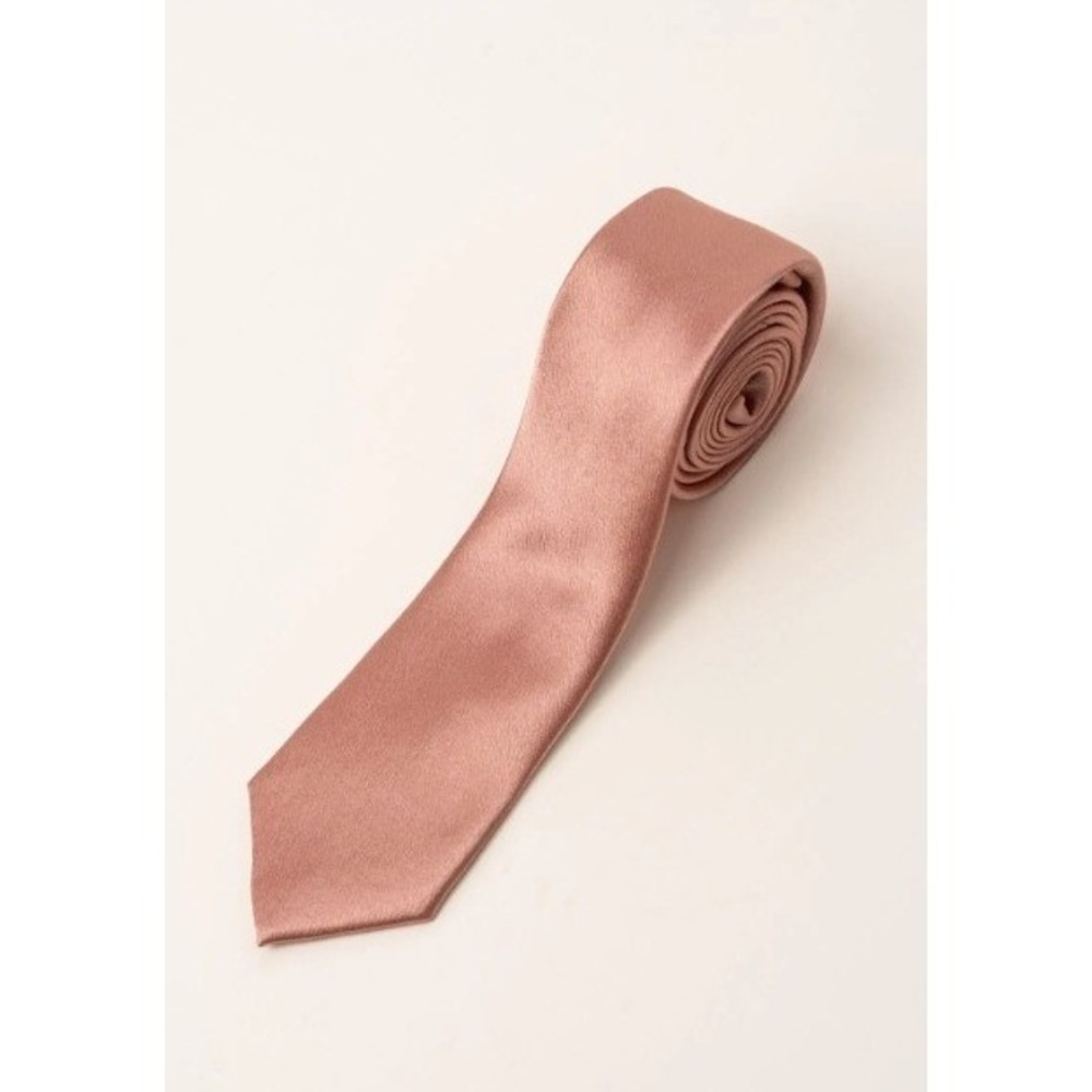 Ivy City Co Mens Max Tie Apricot Crush Satin Solid Pink Formal Wedding Necktie